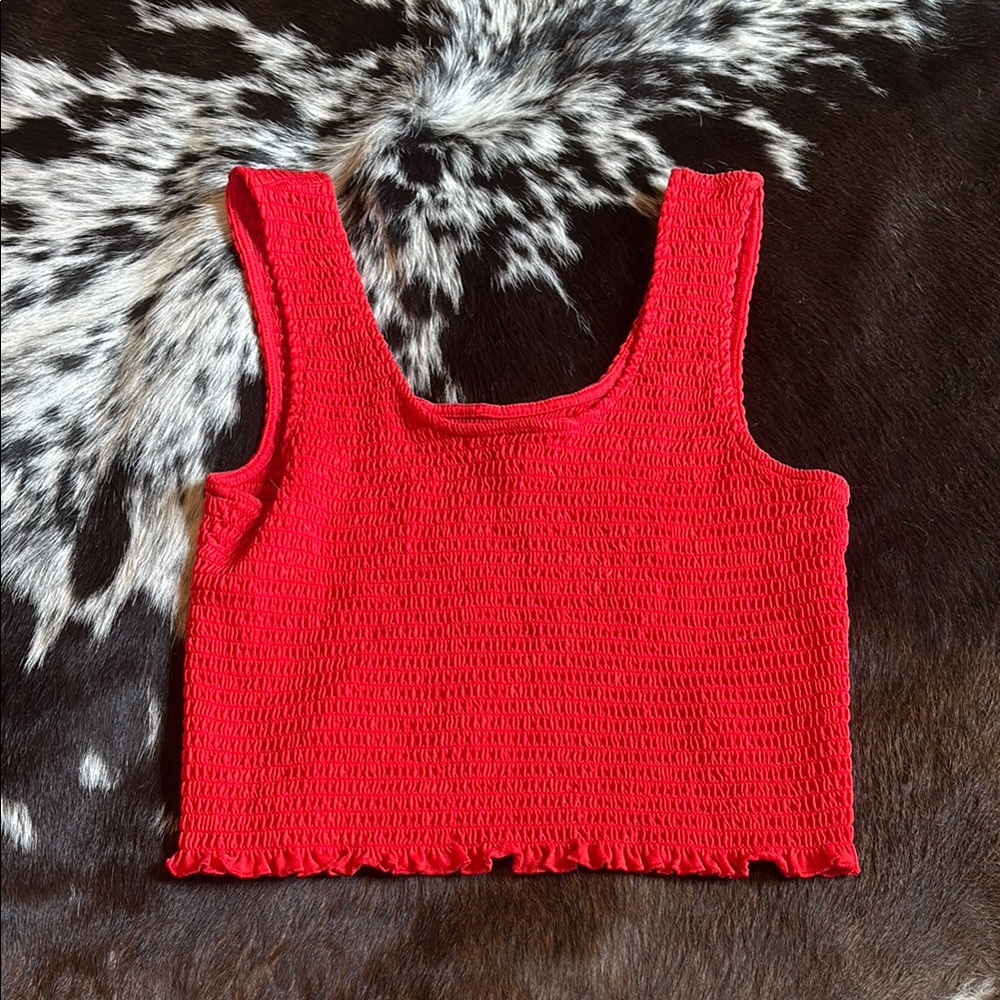 Versona Red Textured Tank Top